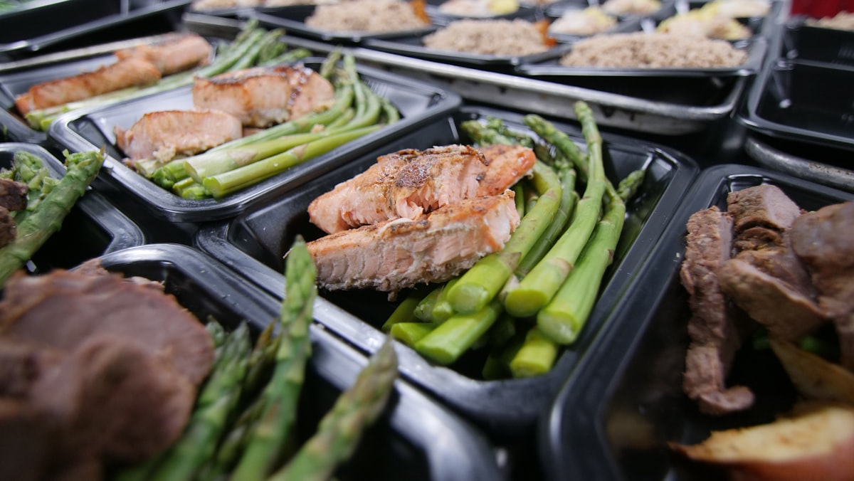 Cooking prep with chopped vegetables and raw ingredients